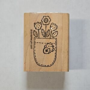 Wooden Stamp with Floral Pocket Design - Stampin' Up 1997